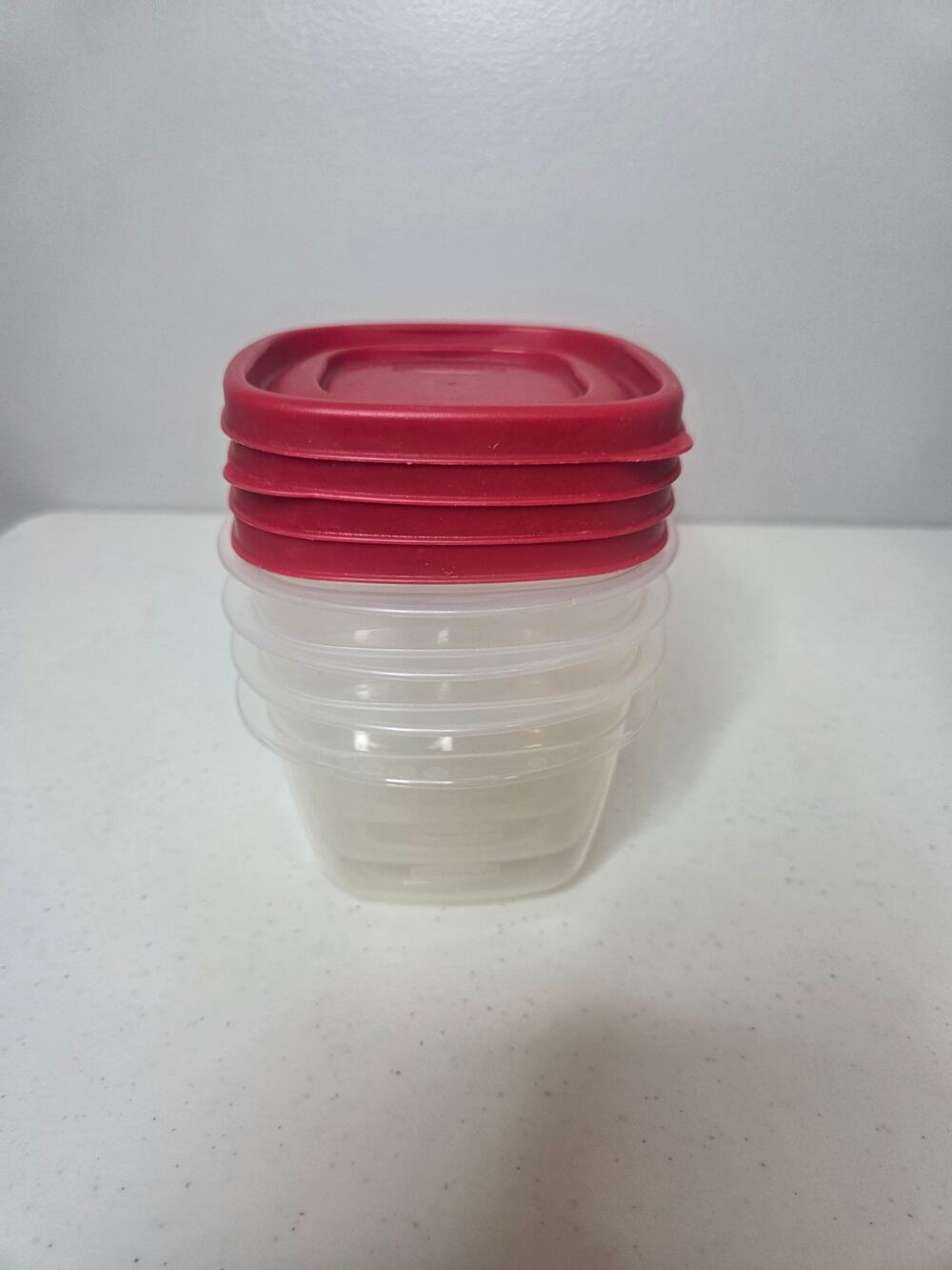Rubbermaid #7J56 Food Storage Containers ~ 1.25 Cup ~ w/ Red Lids ~ Set of 3